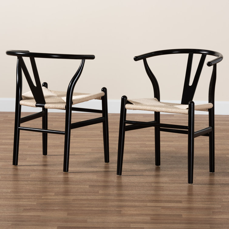 Baxton Studio Paxton Modern Walnut Brown Finished Wood 2 Piece Dining Chair Set Set of 2 Corrigan Studio Color Black Beige Leg Color Black
